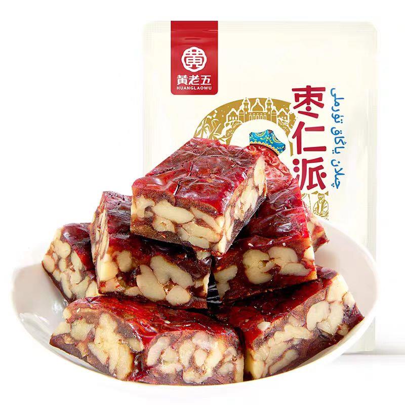 黄老五 枣仁派 散装500g 红枣夹核桃仁 休闲小吃新疆特色零食