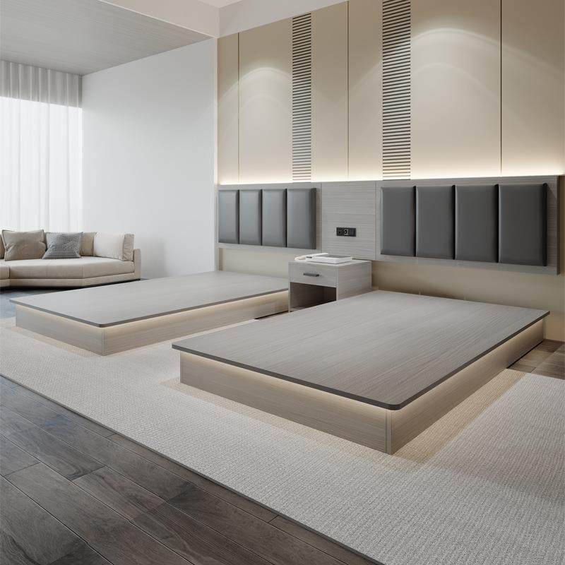 酒店家具标间全套家具单间出租床民宿公寓单双人床箱专用床宾馆床