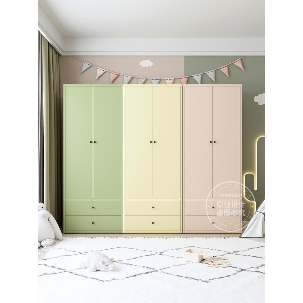 铁皮衣柜小户型出租房家用简易儿童宝宝衣橱卧室金属收纳储物柜子