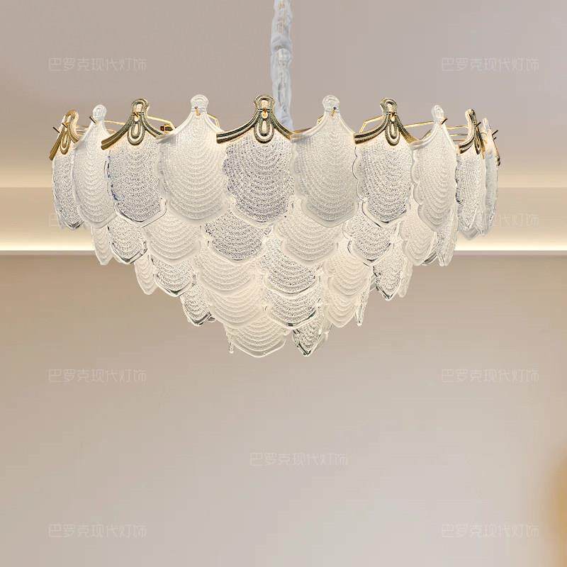 轻法式浪漫弧形玻璃吊灯客厅大厅餐厅大气现代简约卧室高端灯具