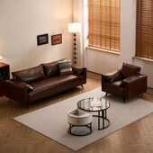 服装 奢古风客厅双人复古 店皮沙发小户型中沙发接待公寓油蜡轻法式