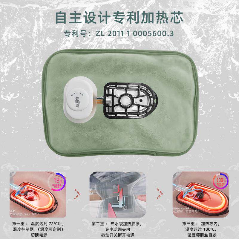 插电暖手袋国标防爆双插手免拆洗电暖宝毛绒热水袋充电