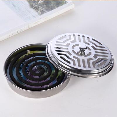 Mosquito coil holder with a stainless steel ash tray, design