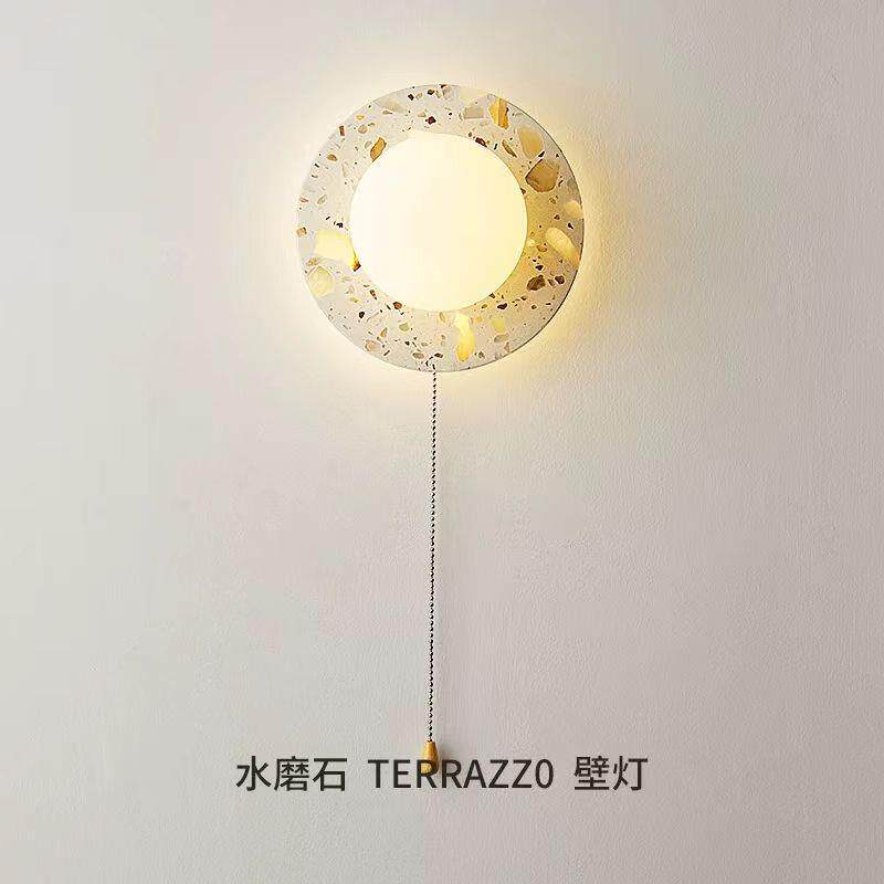 新款法式奶油风透光石LED壁灯创意卧室床头壁灯楼梯间走廊阳台灯