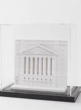 现代简约建筑模型树脂摆件创意客厅玄关书桌亚克力罩家居软装饰品