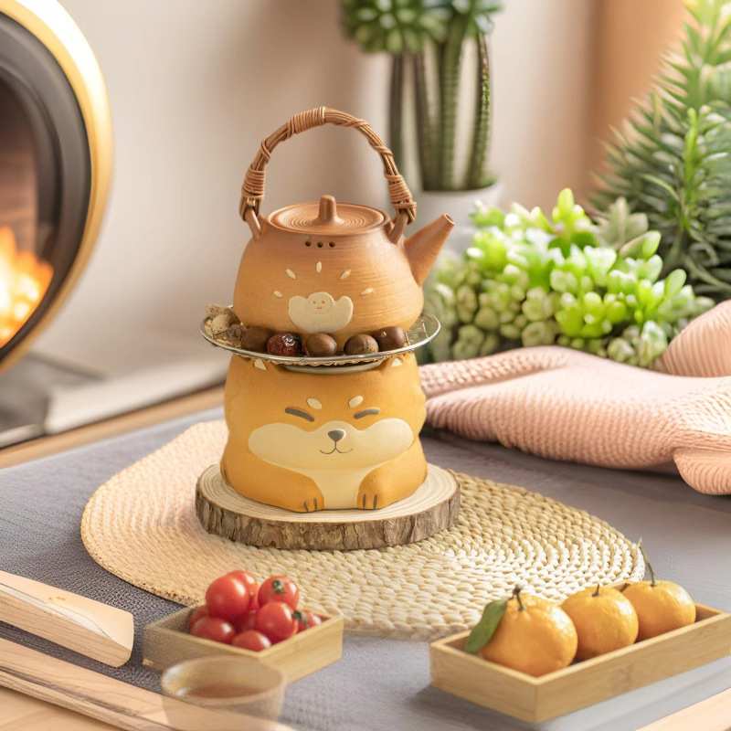 柴犬碳炉围炉煮茶电陶炉茶具套装家用室内烤奶茶罐陶瓷煮茶壶全套