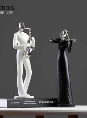 北欧现代JLX办黑白音乐人物意摆件公饰室客厅创书房家居装饰工艺