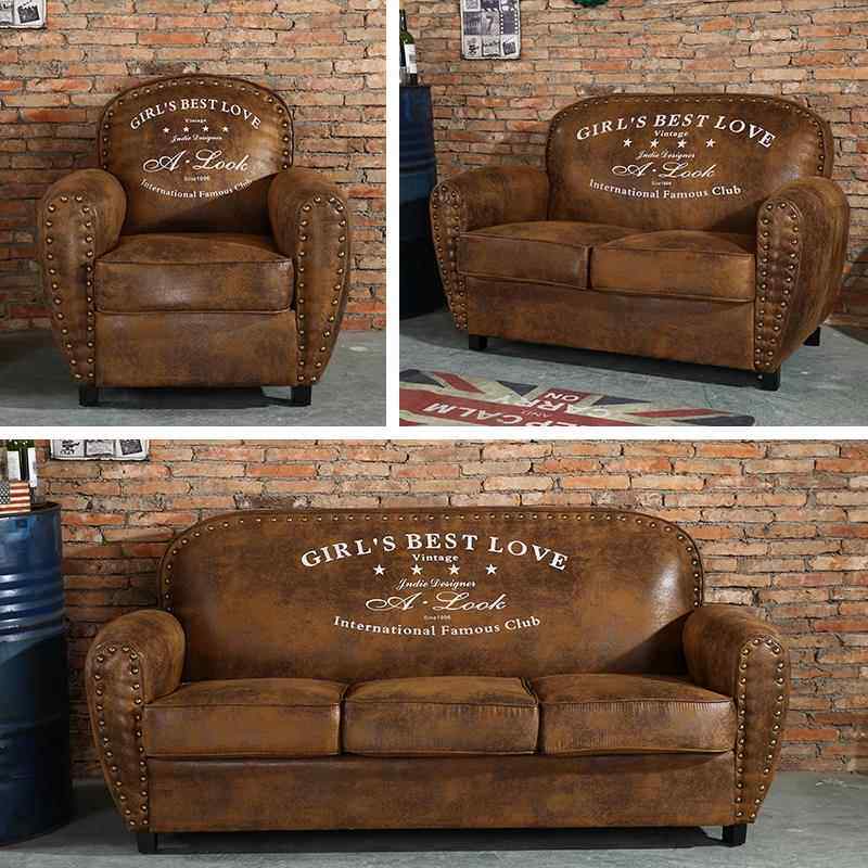 美式覆古布艺沙发小户型单双三人商铺卡座服装店咖啡厅酒吧工业风