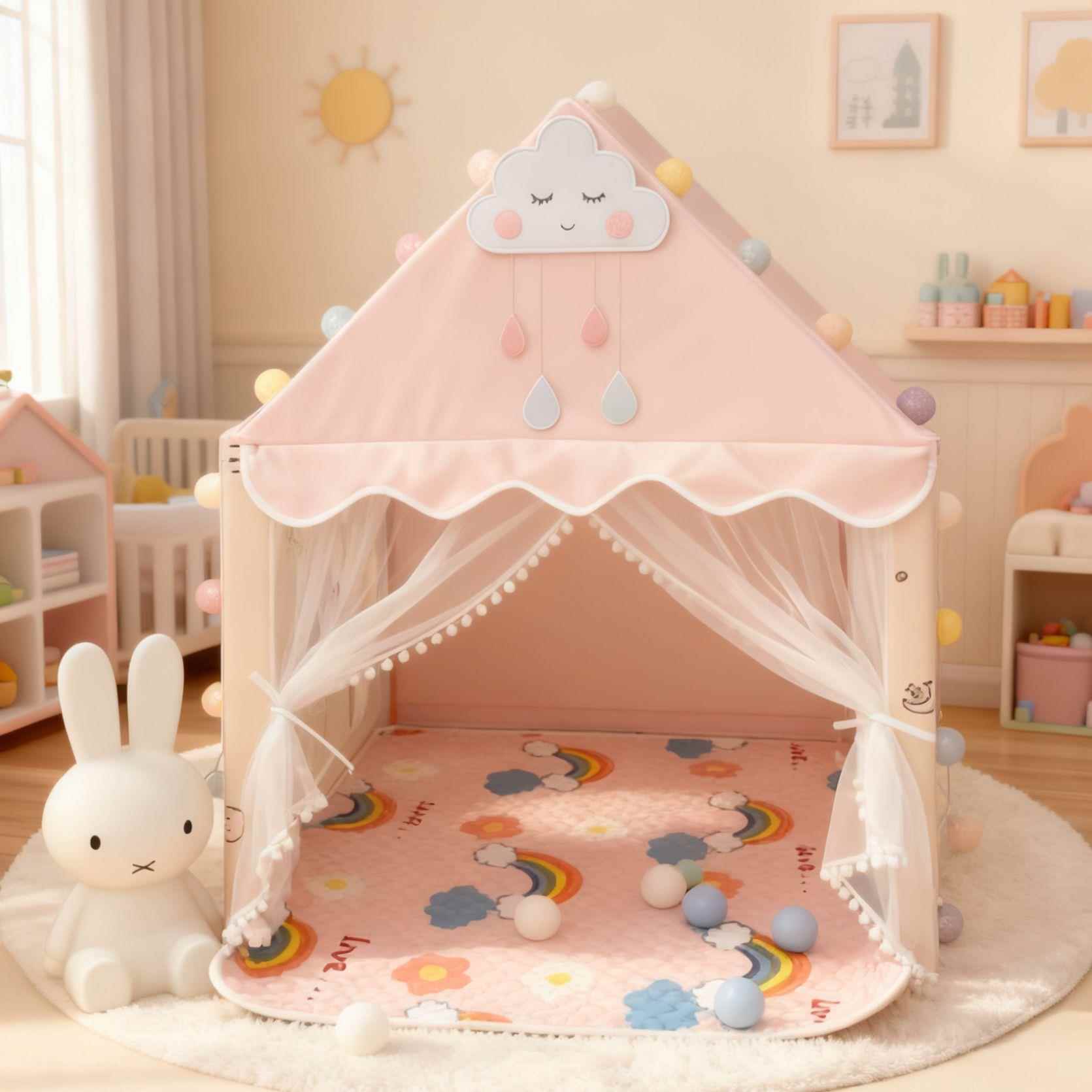 帐篷室内儿童跨境笑脸公主床上城堡游戏屋宝宝过家家玩具别墅