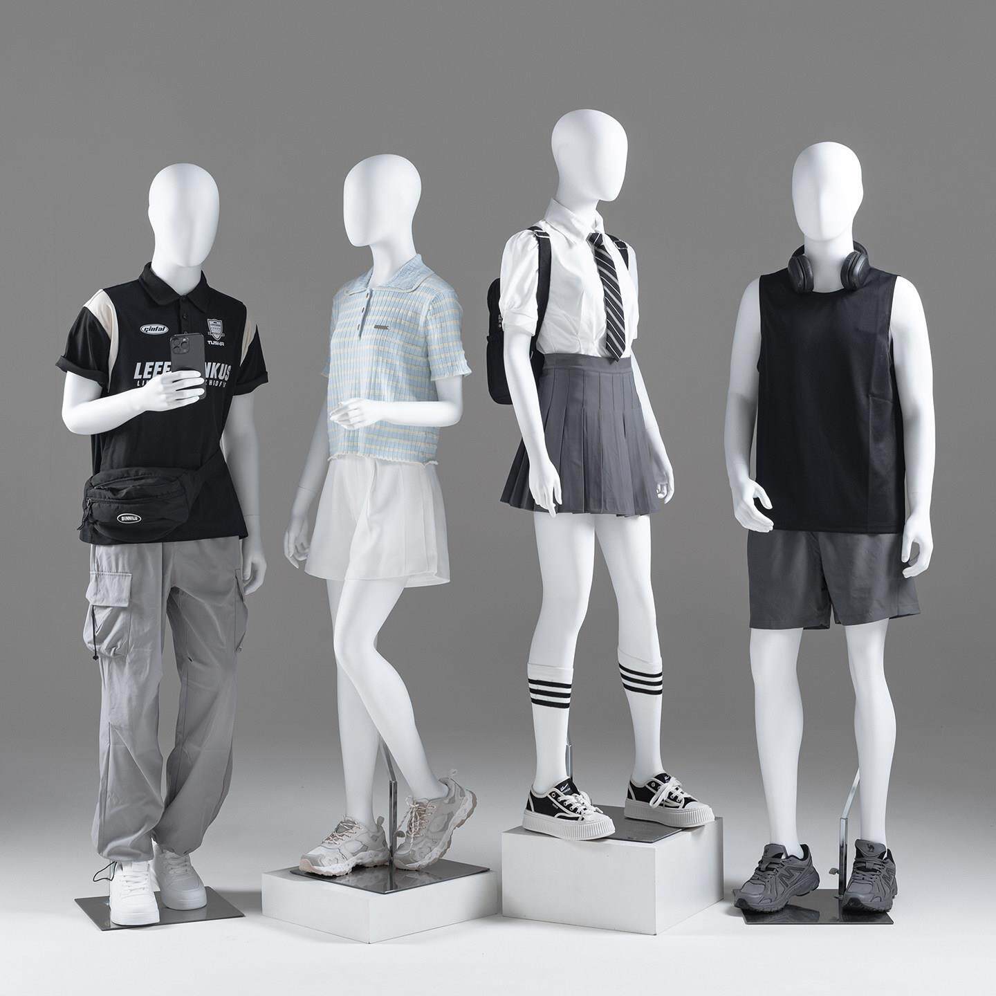 全身模特道具女情侣款服装店橱窗展示架青少年假人体男哑白模特架