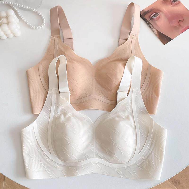 无痕隐形粉底液内衣女夏季薄款大胸显小收副乳防下垂兔耳杯文胸罩