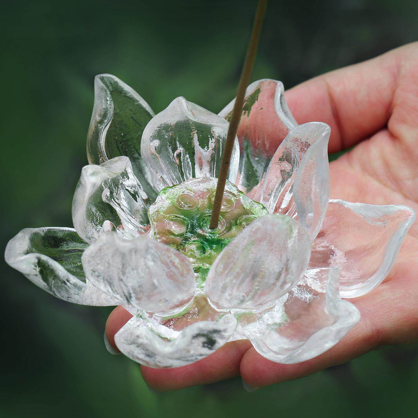 琉璃莲花烛台线香香插两用供佛居家客厅佛堂寺庙佛前佛灯供具摆件