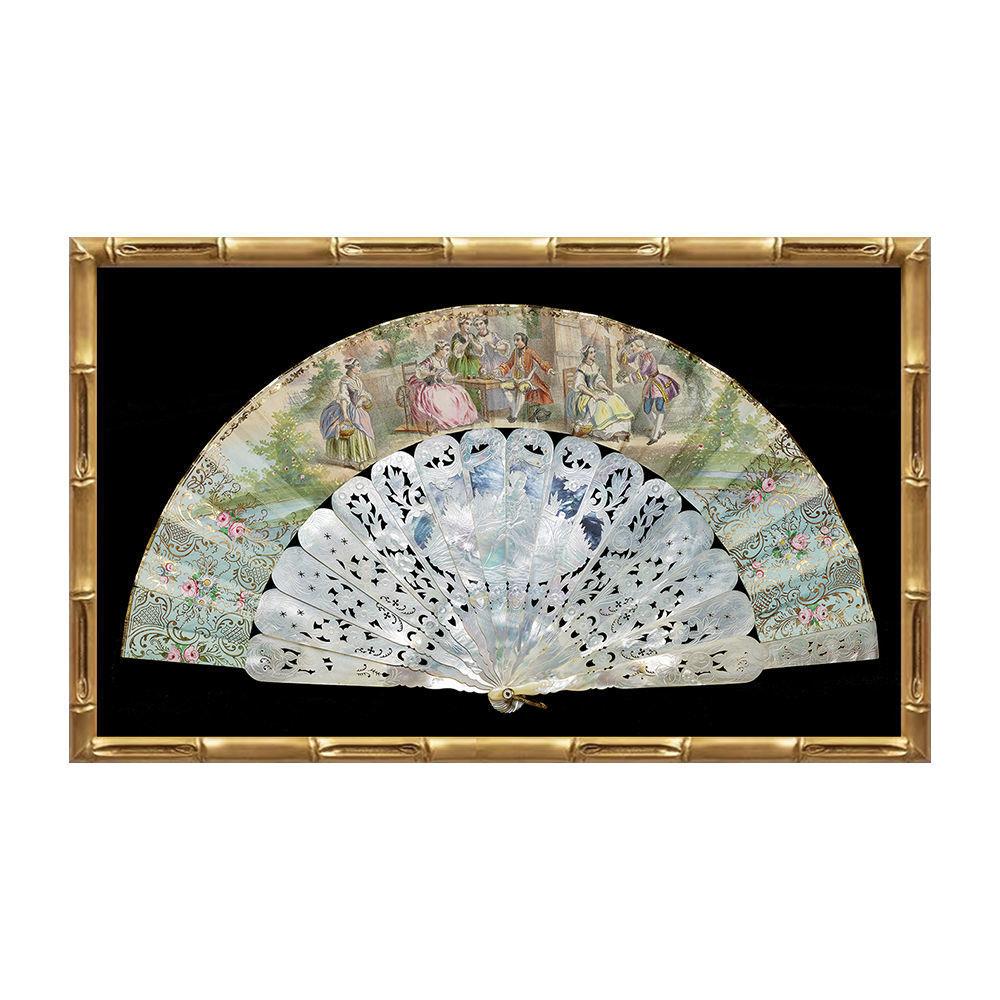 法式宫廷中国风古典西洋扇子装饰画新中式复古玄关餐厅挂画卧室画