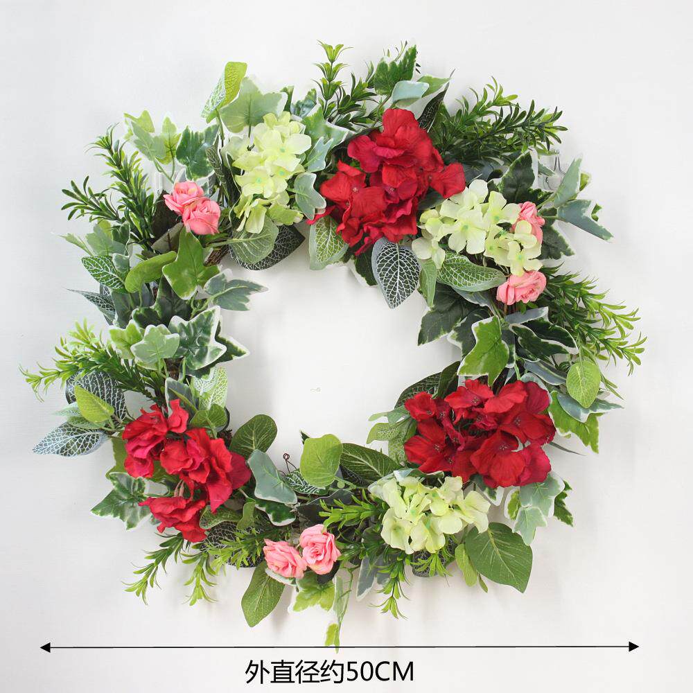 欧美仿真花环绢布花环门饰节日装饰花环壁饰绣球花环
