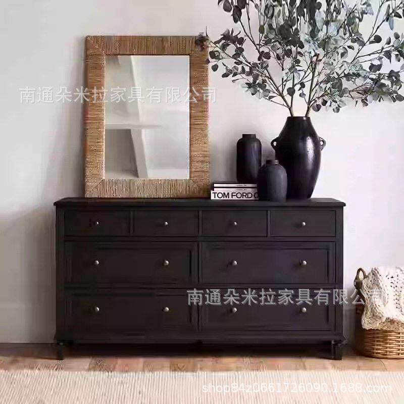 新款直销RH美式复古实木八斗柜储物柜卧室床边柜法式客厅玄关柜组