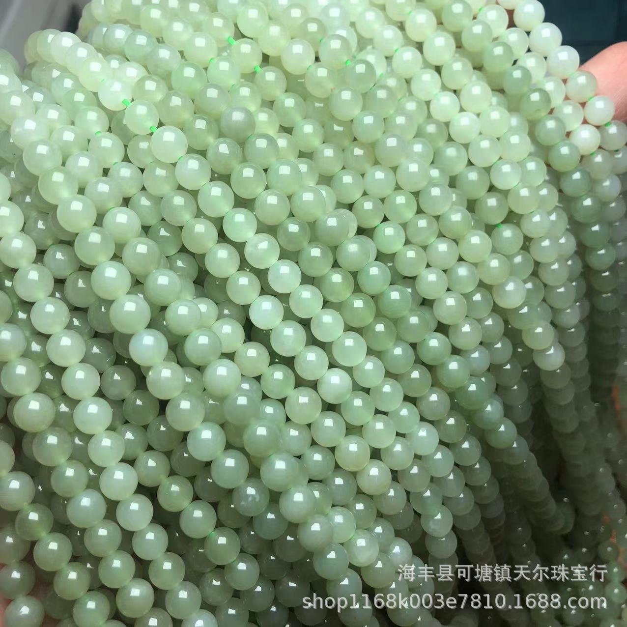 和田玉碧玉青海料晴水色108佛珠多圈手串diy配件散珠手链玉石