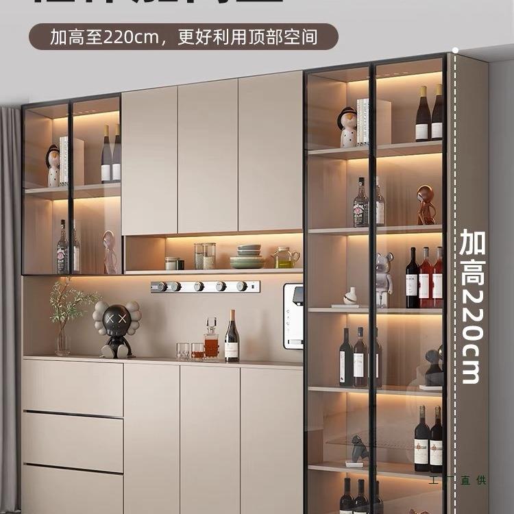 餐边柜玻璃门一体整墙现代简约玄关柜茶水柜客厅餐厅酒柜储物柜子