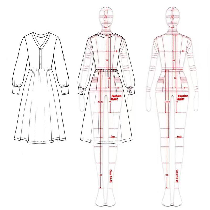 心野母型服装设计款式图模板尺服装院校设计师手绘工具人体模特尺