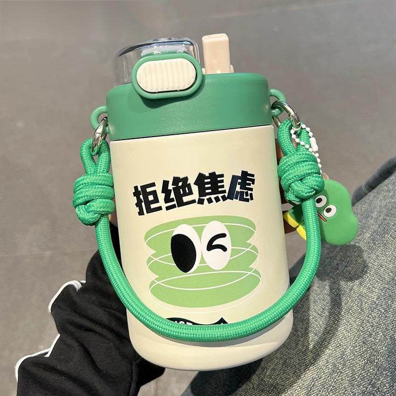 保温杯女生316简约吸管杯2023新款便携式咖啡杯儿童可爱随行杯子