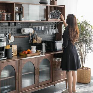 北欧家用实木餐边柜餐厅靠墙多功能高柜茶水柜厨房创意收纳储物柜