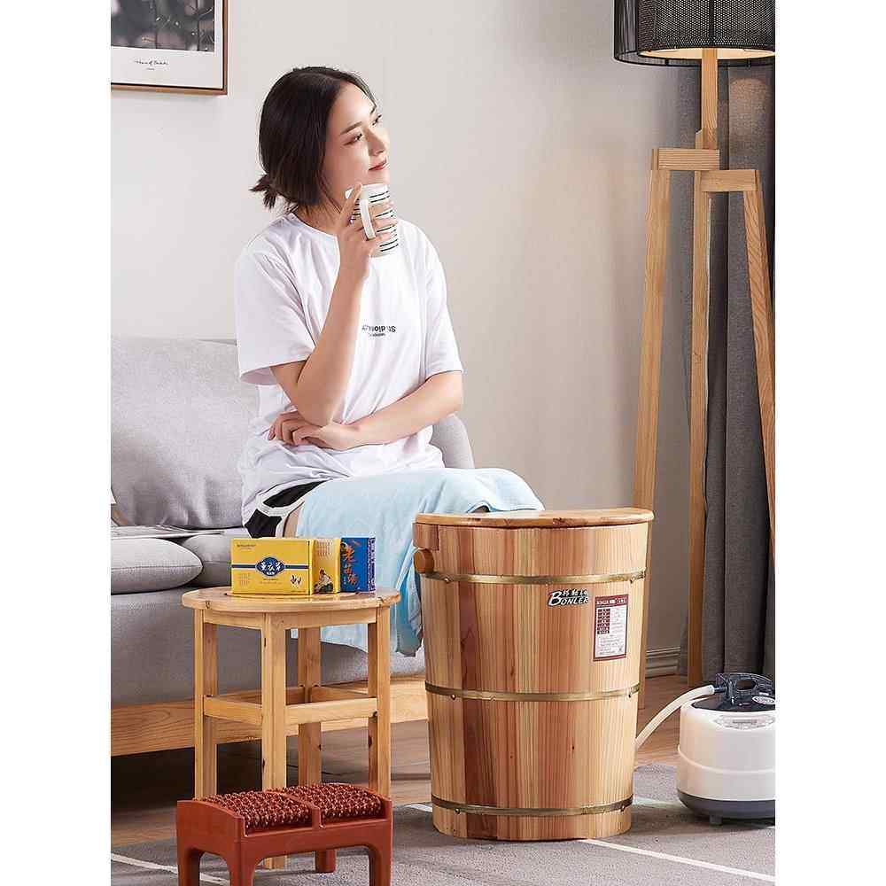 邦勒泡脚木桶脚桶实木熏蒸桶足浴桶木质洗脚盆加热家用过膝高深桶