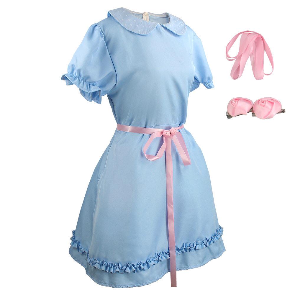 闪灵cos服The Shining双胞胎女孩连衣裙蓝色礼服万圣节cos服装
