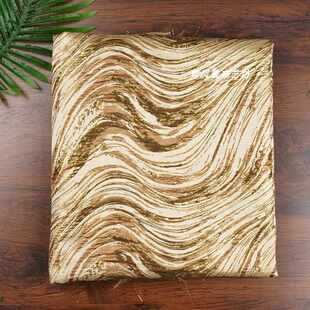 织锦缎国风鎏金布料波浪奶提花咖色水波纹面料光泽 肌理纹闪亮重