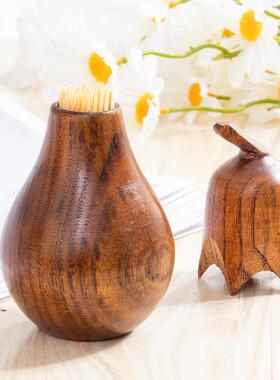 便携式牙签罐LOGO创意牙签瓶竹木牙签筒简约家用餐厅牙签盒