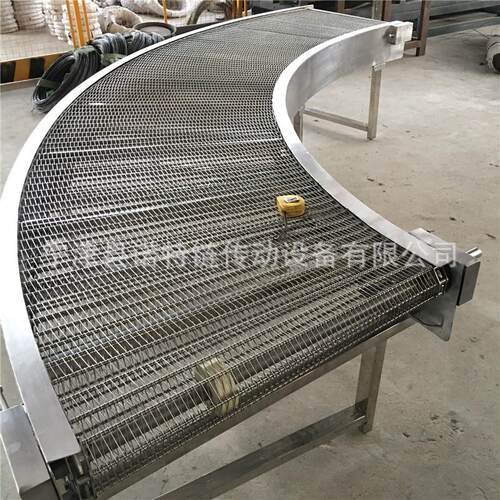 专业生产180度网带转弯机 可移动网链提升机 食品过渡链板转弯机