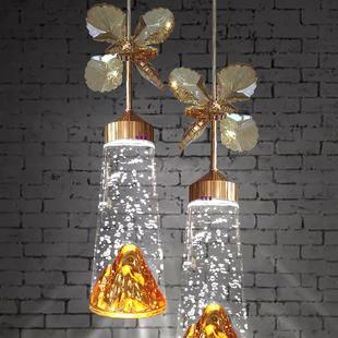 轻奢床吊灯个性 饰网创红水代晶小吊头灯 意长线卧室灯简约现642装