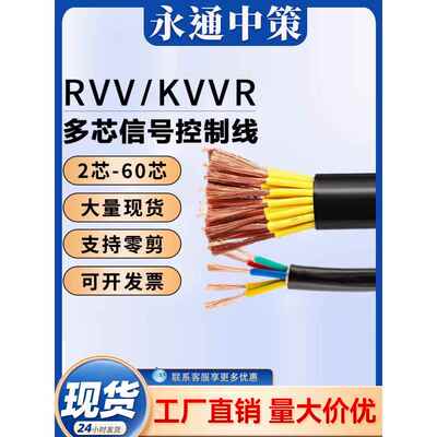 永通中策rvv电缆线2芯护套线2.5/10/4/6平方电线国标铜芯三相软线