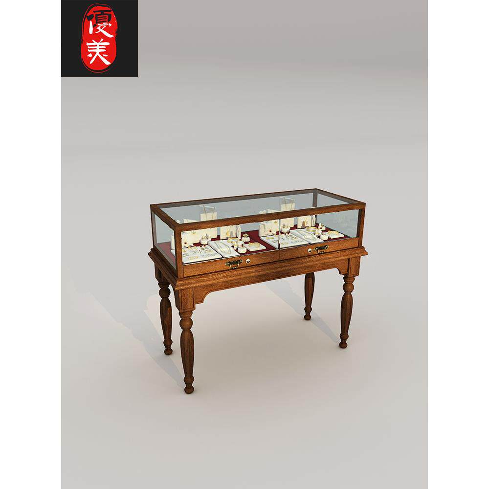 优美中古首饰品柜珠宝店玉器精品覆古展示柜陈列柜中岛玻璃柜定制
