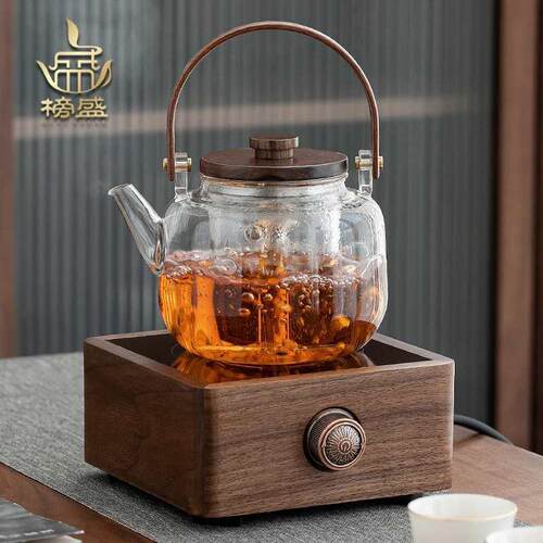玻璃煮茶壶蒸茶壶养生家用电陶炉围炉小型喷淋式煮茶器煮茶炉