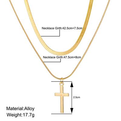 Gold cross necklace蛇骨炼长版多层叠戴项炼金色十字吊坠锁骨炼