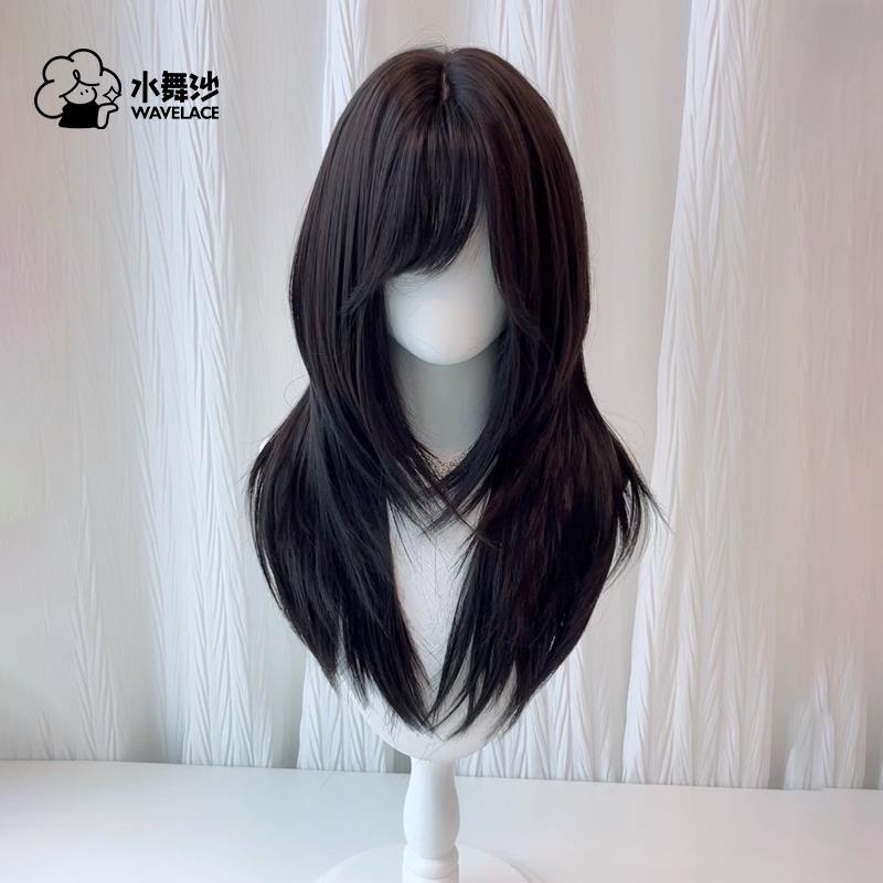 水舞沙假发女高层次斜浏海黑长直甜妹日常lolita自然彷真全头套