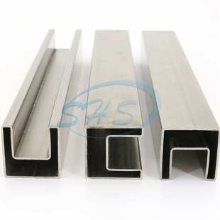 可激光切割 楼梯扶手商场护栏用 304材质不锈钢方凹槽管 抛光表面