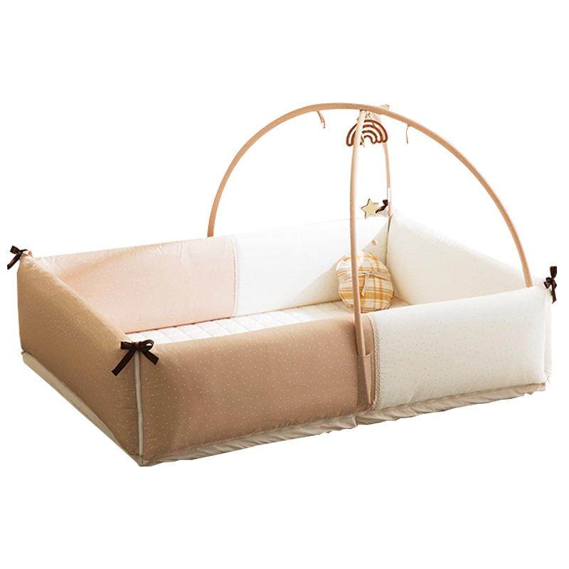 新款韩国进口奶酪屋无质婴甲醛宝宝床 叠可折防坠地台床 棉多功能