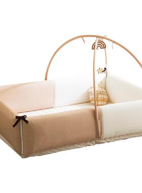 正品国进口奶屋无甲醛宝宝床 韩可折酪防坠地台床 棉质多功叠能婴