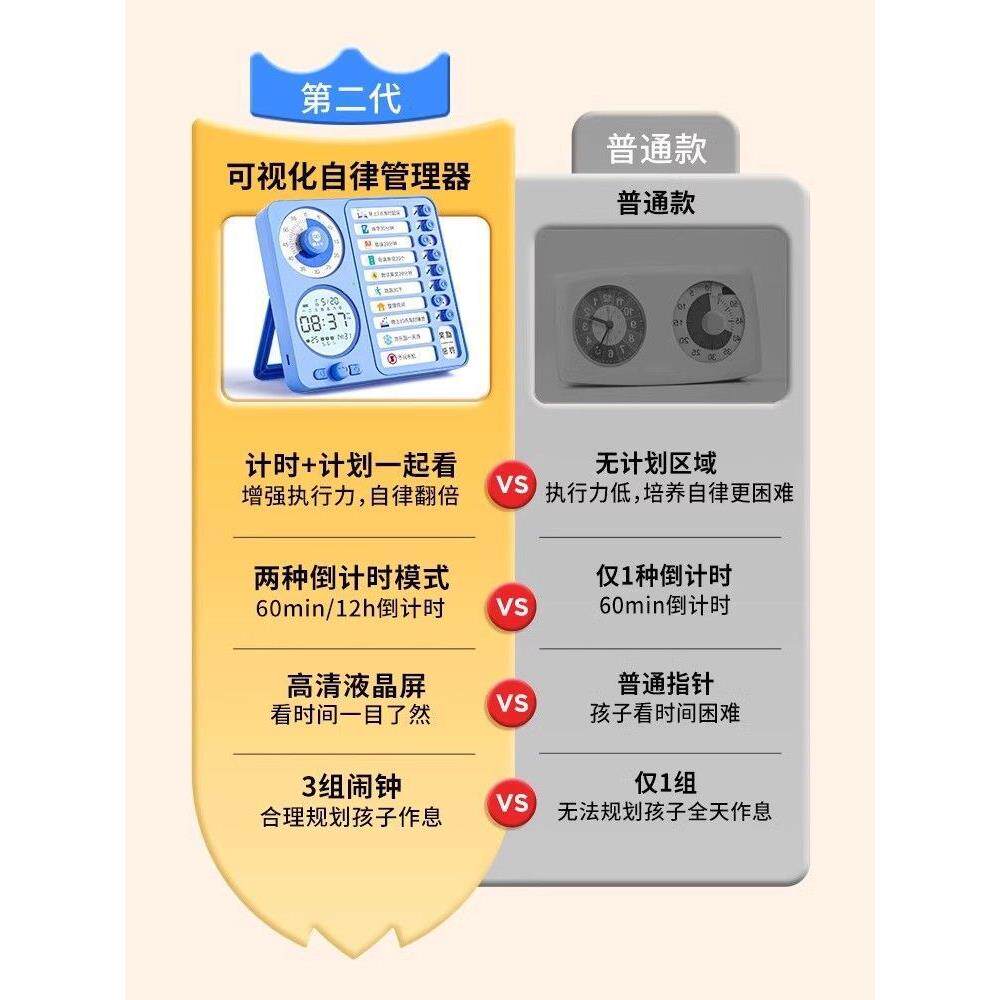 器打习卡可化自律定时学计划表视管闹钟时间猫太子儿童理器小DD10