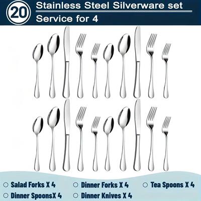 60/20 Pcs, stainless steel silverware set, kitchenware knive
