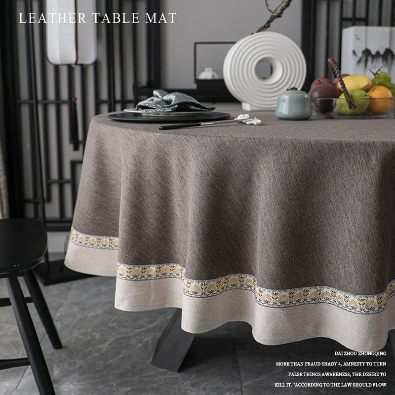 2024新款酒店餐厅大圆桌轻奢高级感新中式防水布艺桌布台布批发,居家布艺,椅套/椅垫,淘宝优惠券,粉丝福利购,淘宝优惠卷