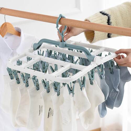 Multi-clip indoor balcony clothes drying rack for baby socks