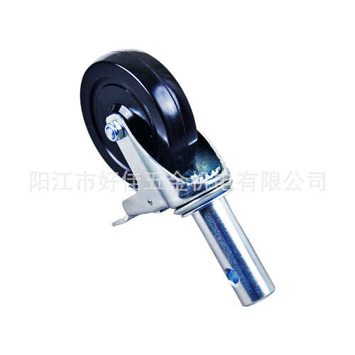 源头工厂产品125X32mm中型圆插杆带孔双刹车脚手架万向脚轮
