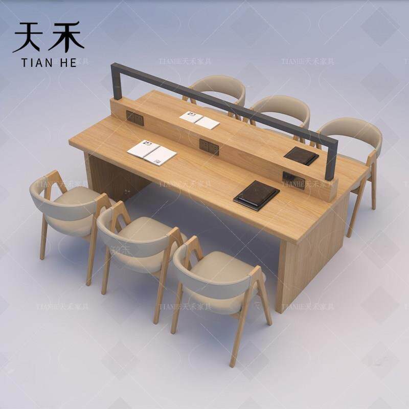 定制学校图书馆阅览桌大学阅览室培训机构共享书店带灯阅读书桌椅图片