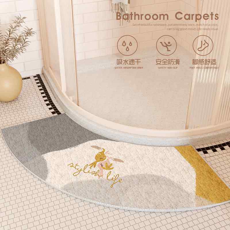 浴室淋浴房门口半弧形地垫卫生间厕所吸水防滑踩脚垫干湿分离地毯
