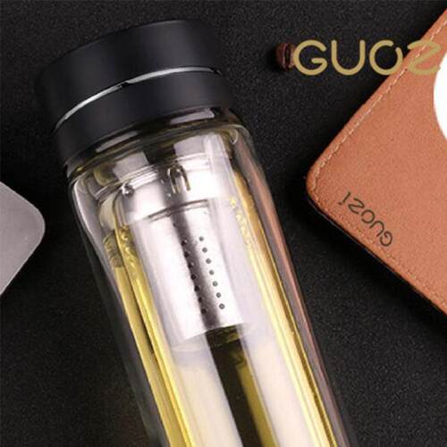 果兹 GUOZI 玻璃杯GZ-S55朗仕双层玻璃杯320ml商务风便携式泡茶杯