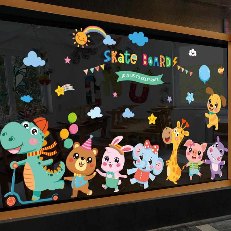 立体窗花墙纸贴纸图案创意装饰卡通玻璃门小3d贴画窗户自幼儿园粘图片