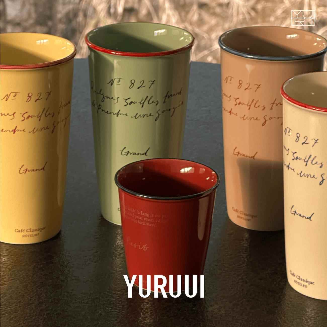 [YURUUI设计师]韩国Hotel 827法式字母印花陶瓷手握杯马克杯水杯