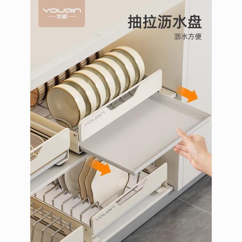 厨房碗碟收纳架抽拉式碗碟架抽屉式碗盘子收纳置物架盘子沥水架子