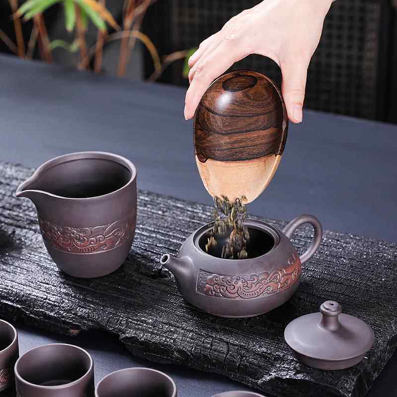 新款直销紫陶功夫茶具套装轻奢紫砂高档办公室高级家用复古茶杯整